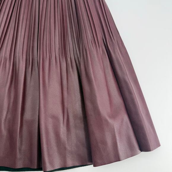 Avec Les Filles Faux Leather Pleated A Line Mini Skirt Burgundy Womens S - Picture 4 of 12